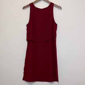 BKE Red Burgundy Tunic Style Tiered Tank Dress with Slits Up Sides